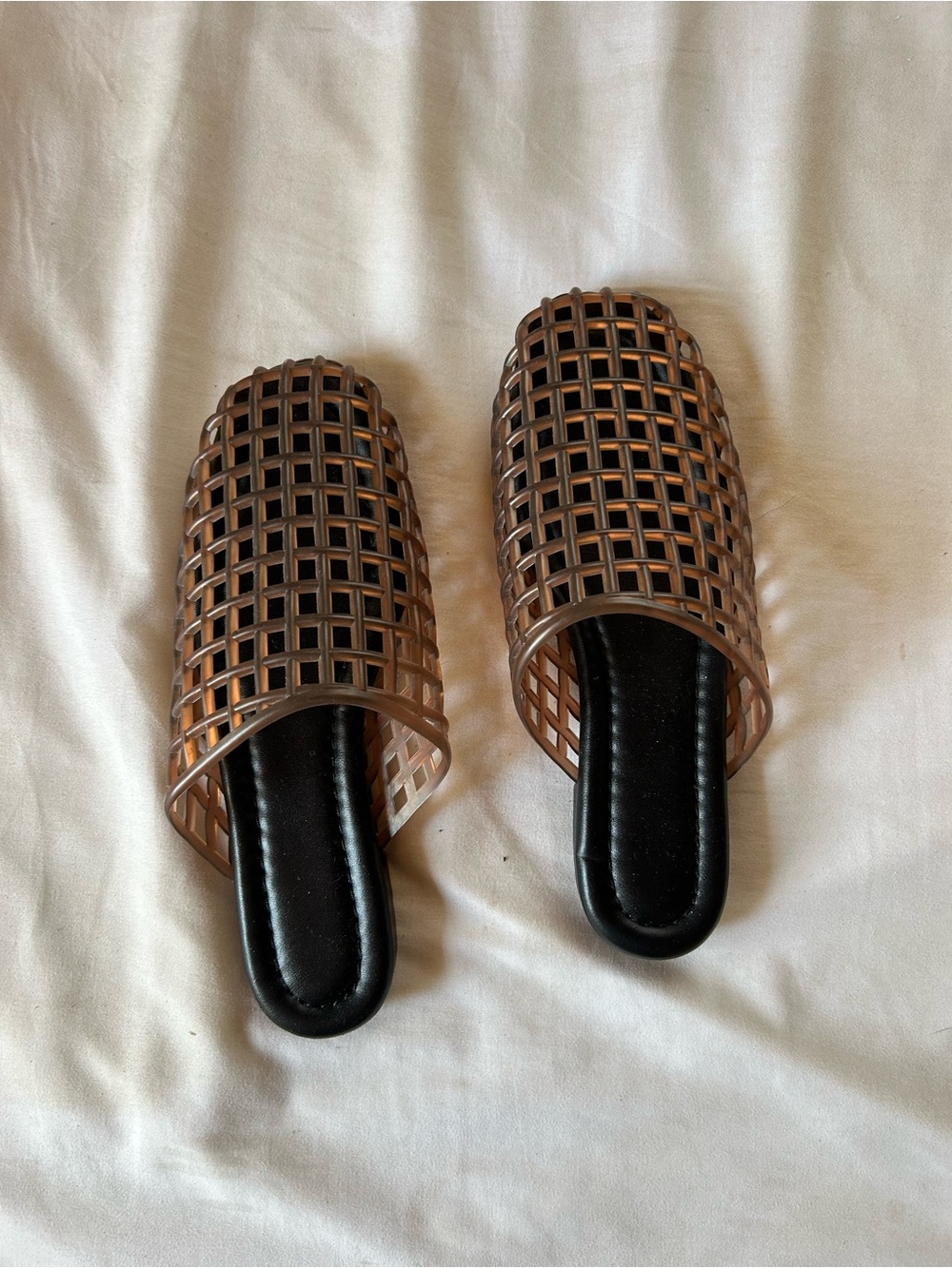 Women’s Open-Weave Jelly Slide Mules in Rose Brown